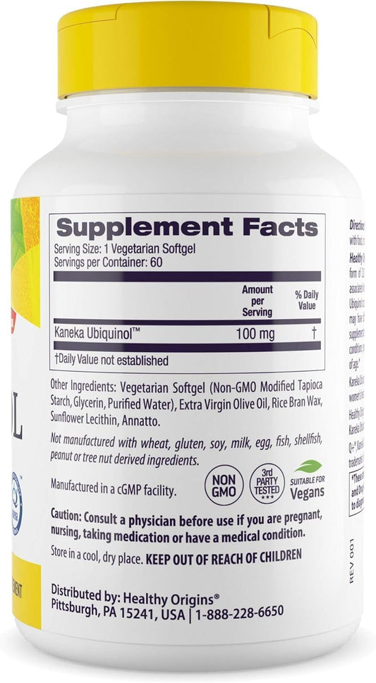 Healthy Origins Vegan Ubiquinol (Active Form Of Coq10), 100 Mg - Kaneka Ubiquinol Supplements For Heart Health & Antioxidant Support - Gluten-Free & Non-Gmo Supplement - 150 Veggie Gels