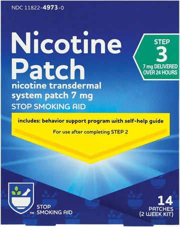 Rite Aid Nicotine Patches - Step 3 | 7 Mg Nicotine - 14 Count | Quit Smoking Patches | Smoking Aid To Quit Smoking | Nicotine Transdermal System Patch | Stop Smoking Aids That Work | Nicotine Pouches