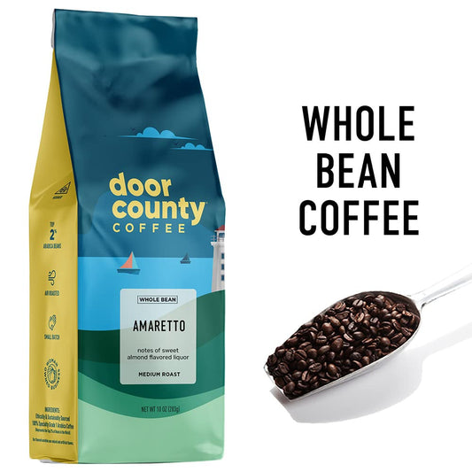 Door County Coffee Amaretto Flavored Medium Roast Whole Bean Coffee - 10 Oz Bag