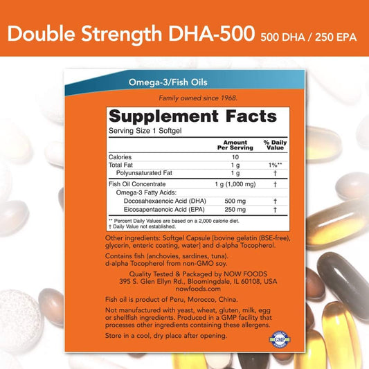 Now Foods Supplements, Dha-500 With 250 Epa, Molecularly Distilled, Supports Brain Health