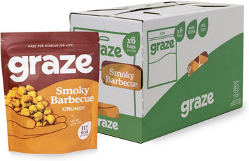 Graze Smoky Barbecue Crunch - Vegan Savoury Snacks Sharing Bags, High In Fibre, Natural Flavours - Packaging May Vary - (6 X 100G Sharing Bags)