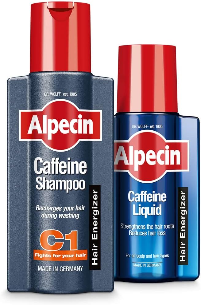 Alpecin Caffeine Shampoo C1 And Liquid | Natural Hair Growth For Men | Energizer For Strong Hair | Hair Care For Men Made In Germany | Set Of 250Ml Shampoo And 200Ml Liquid