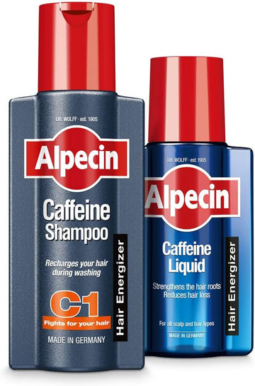 Alpecin Caffeine Shampoo C1 And Liquid | Natural Hair Growth For Men | Energizer For Strong Hair | Hair Care For Men Made In Germany | Set Of 250Ml Shampoo And 200Ml Liquid