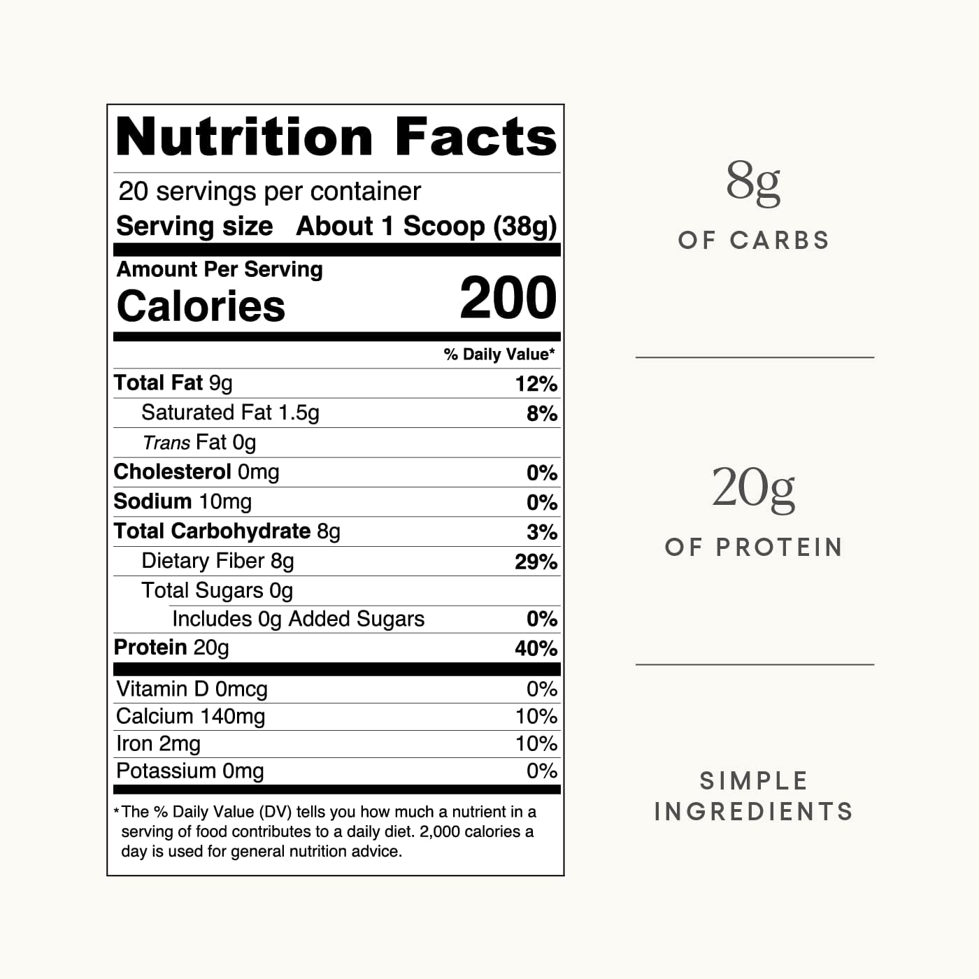 Be Well By Kelly Unflavored Plant-Based Protein Powder, Vegan 20G of Protein & 8G of Fiber (1 Ingredient, 20 Servings) 9 Amino Acids + 3 BCAAs No Soy, No Dairy, Stevia-Free, No Sugar Added 1.68lb 760g : Health & Household