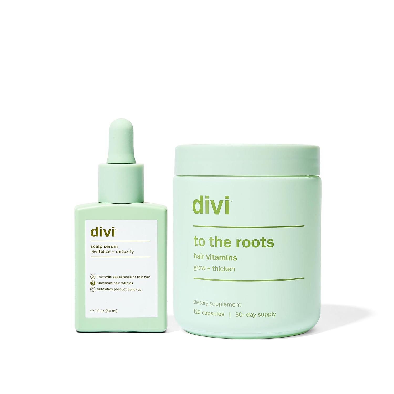 divi Hair Scalp Serum (30ml) and Hair Vitamins (30 Day Supply) Hair Bundle - For Women and Men - Revitalize and Balance Your Scalp - Nourishes and Helps Remove Product and Oil Buildup