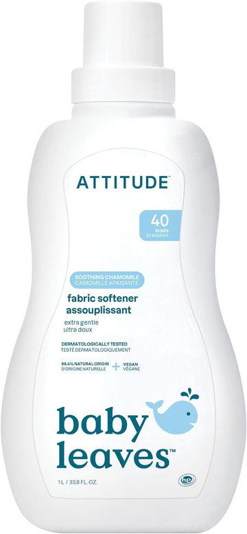 Attitude Baby Fabric Softener, Plant And Mineral-Based Ingredients, He Compatible, Vegan And Cruelty-Free Laundry And Household Products, Soothing Chamomile, 40 Loads, 33.8 Fl Oz