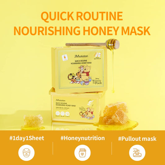 Jmsolution Quick Routine Nourishing Moisture Facial Mask Sheet 30 Ea- 1Day 1 Mask Pick And Quick Dispenser Type- Honey Royal Nutrition-Vegan Certified Sheet (Honey-Nutrition)