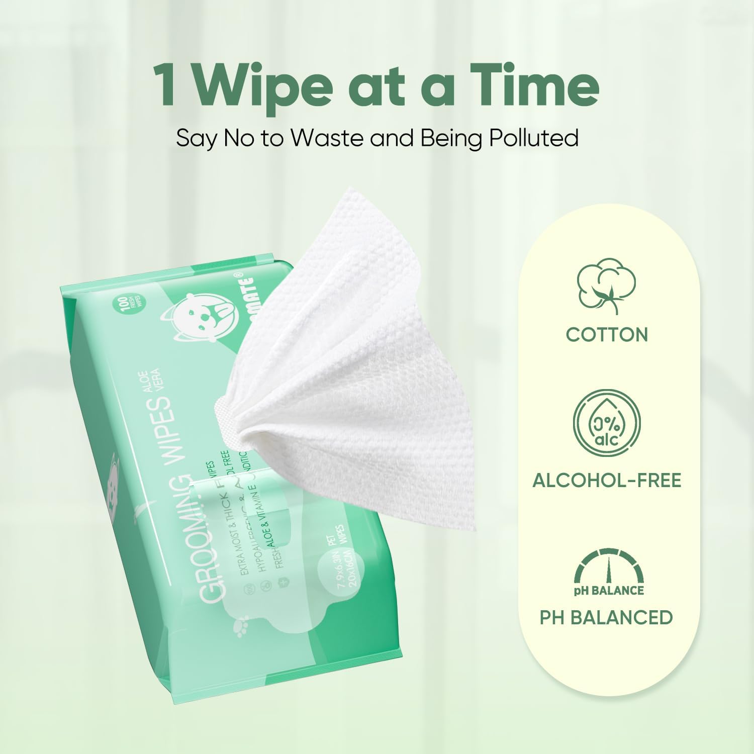 PUPMATE Pet Wipes for Dogs & Cats, Extra Moist & Thick Grooming Puppy Wipes with 300 Fresh Counts, Aloe Vera/Nature (3 Pack) : Pet Supplies