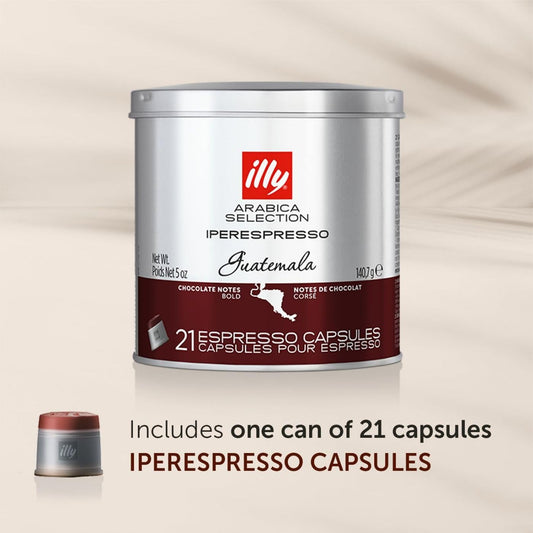Illy Coffee Iperespresso Capsules - Single-Serve Coffee Capsules & Pods - Single Origin Coffee Pods – Guatemala Bold Roast, Notes Of Chocolate - For Iperespresso Capsule Machines – 21 Count