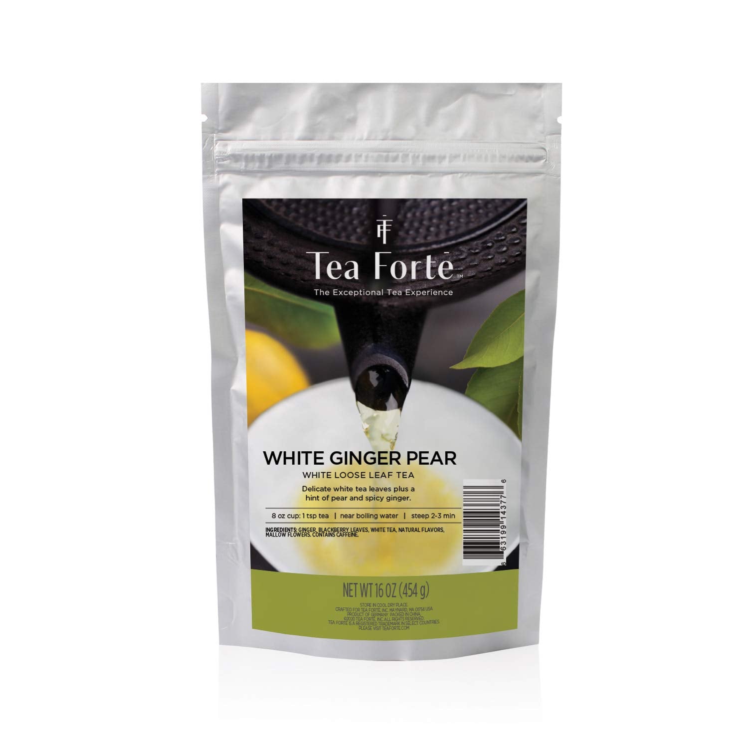 Tea Forte White Ginger Pear Loose Bulk Tea, 1 Pound Pouch, White Tea Makes 160-170 Cups