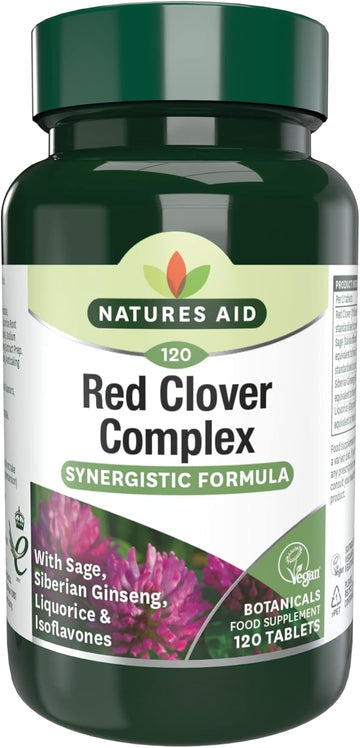 Natures Aid Red Clover Complex – With Isoflavones, Sage, Ginseng & Liquorice – Supports Women’S Health, Hormonal Balance & Menstrual Comfort – Vegan, Gluten-Free, Non-Gmo Supplement - 60 Tablets