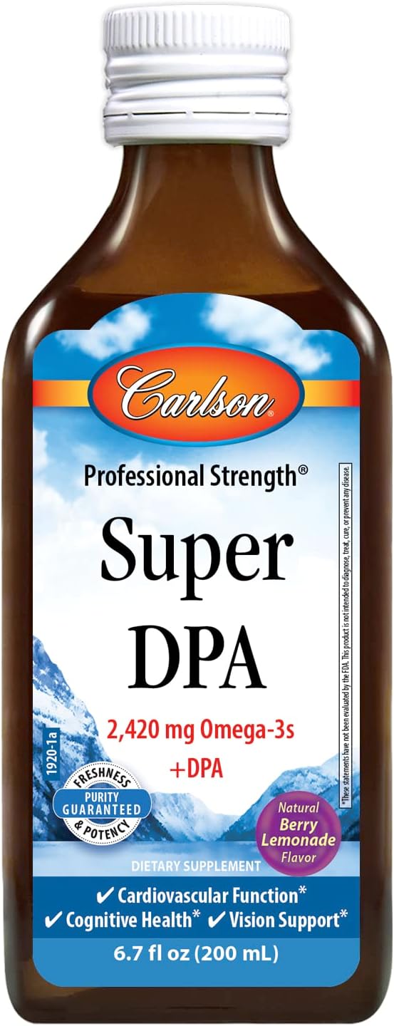 Carlson - Super DPA, 2,420 mg Omega-3s, 300 mg DPA, Heart Health, Cognitive Function, Berry Lemonade, 200 mL (6.7  )