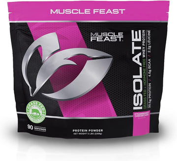 Muscle Feast Grass-Fed Whey Protein Isolate, All Natural Hormone Free Pasture Raised, Strawberry Cheesecake, 5Lb (90 Servings)