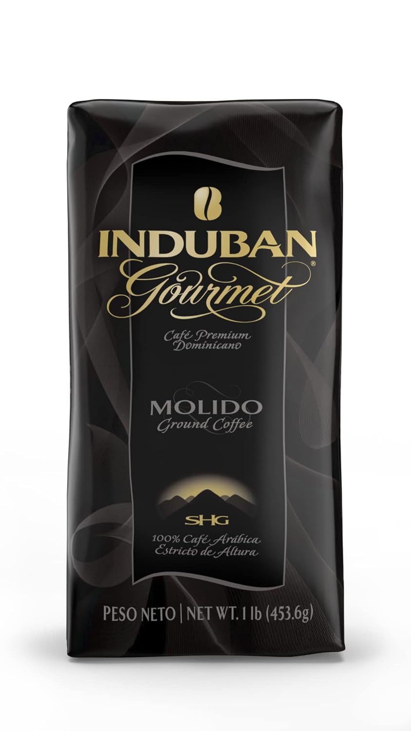 Induban Gourmet, 16 oz Bag, Ground Coffee, Medium Roast - Premium 100% Arabica Coffee from the Dominican Republic (Pack of 1)