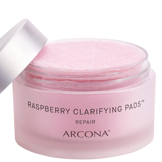 Arcona Raspberry Clarifying Pads - Raspberry Extract, Witch Hazel, Salicylic Acid + Tea Tree Extracts Cleanse, Clarify + Protect Skin - 45 Pads, Made In The Usa