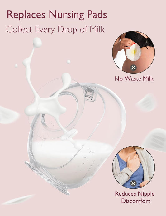 Momcozy Milk Collector For Breastmilk, Pea Breastfeeding Milk Catchers With Flange More Fit & Soft, Silicone Milk Collector Reusable Breast Milk Shells 2.5Oz/75Ml, 1 Pack