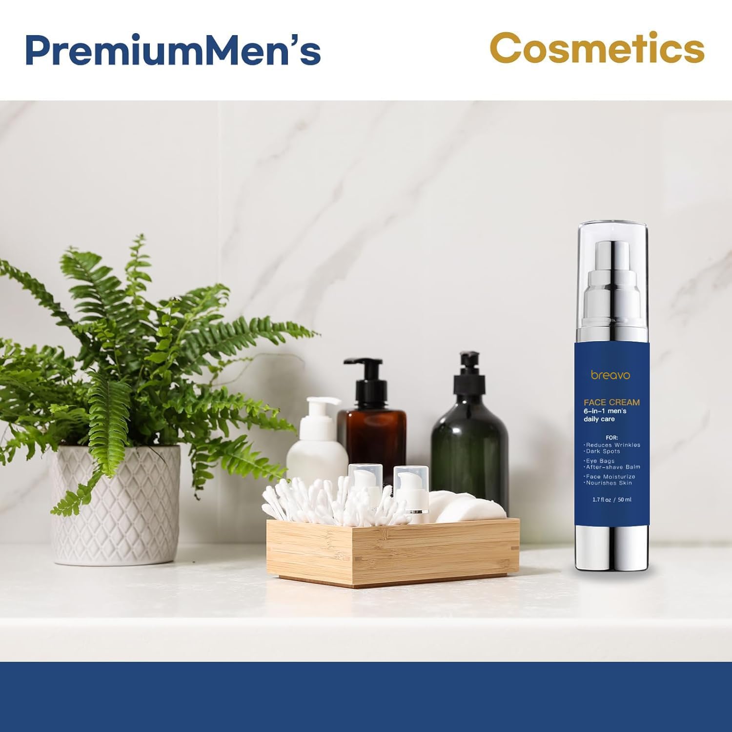 6 In 1 Mens Face Moisturizer: Face Cream For Men - Mens Face Moisturizer-Eye Bags Treatment & Face Lotion For Men, Mens Anti Aging Cream, Wrinkles Cream, After Shave Lotion For Men -1.7 Oz