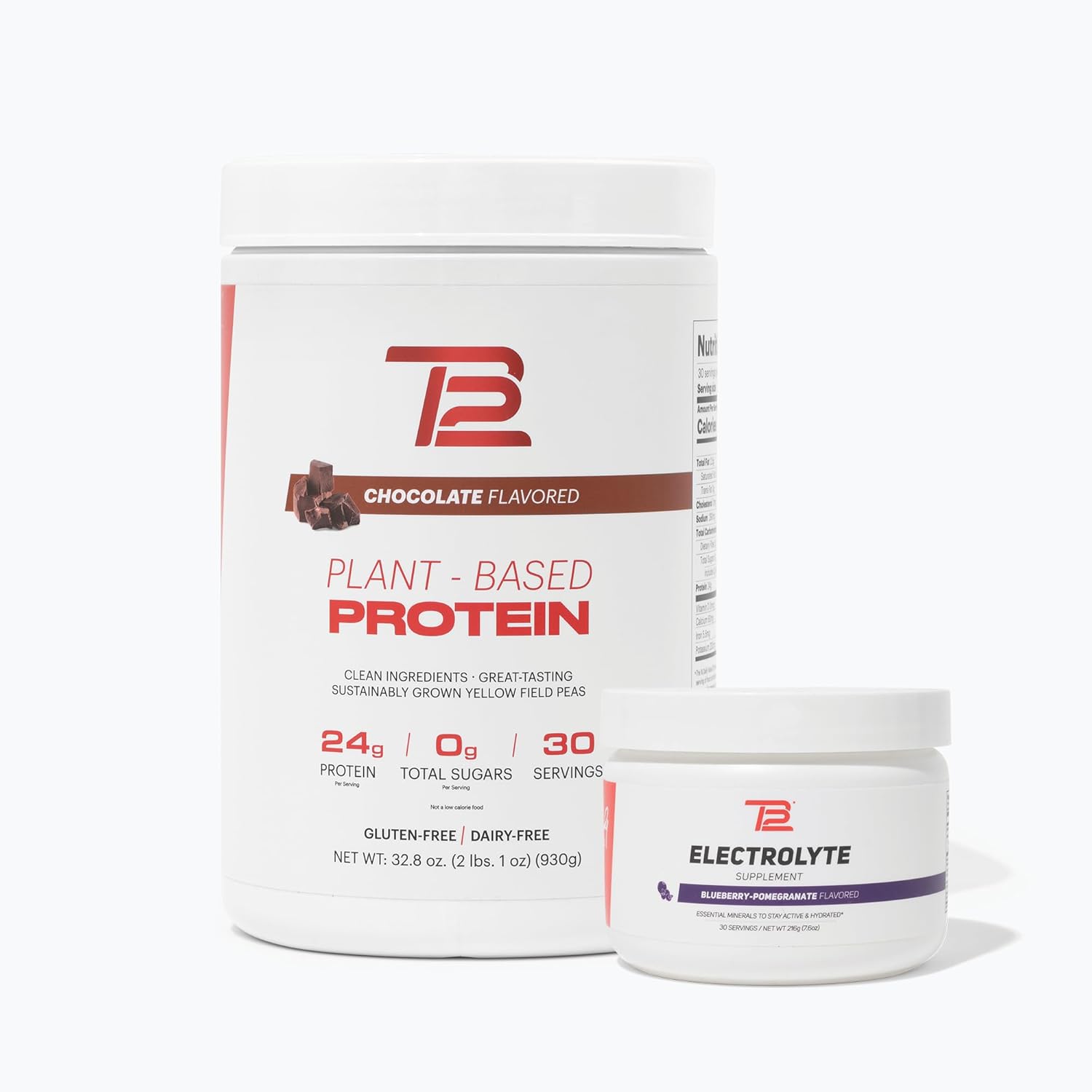 TB12 Plant Based Strength & Hydration Bundle (Chocolate Protein Powder & Blueberry Pomegranate Electrolytes), Support Muscle Recovery & Hydration, Dairy Free, Non-GMO, Soy-Free : Health & Household