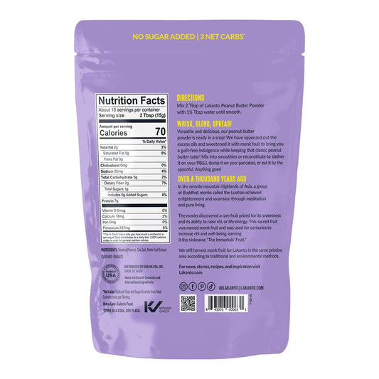 Lakanto Peanut Butter Powder - Sweetened With Monk Fruit Sweetener, 7G Protein, Powdered Pb From Roasted Peanuts, 3G Net Carbs, Keto, Vegan, Gluten Free, Smoothies, Sauces, Baking (8.5 Oz)