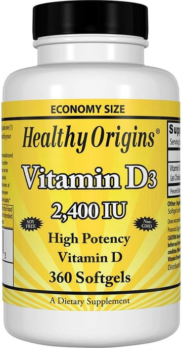 Healthy Origins Vitamin D3 GELS,2400IU, 360 SGEL
