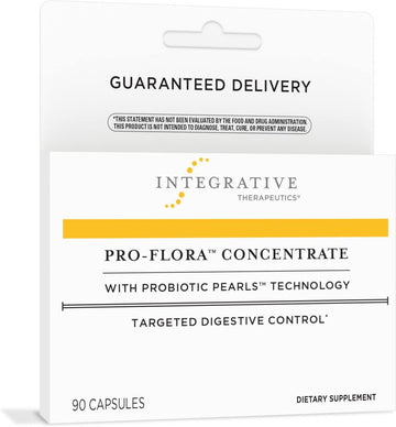 Integrative Therapeutics Pro-Flora Concentrate - Gut Health Probiotics For Men & Women* - Digestive Support* - Intestinal Care Support With Probiotic Pearls Technology* - Shelf Stable - 90 Capsules