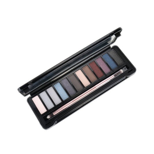 Beauty Creations Eyeshadow Collection Palette In 12 Matte Shimmer Shades With Double Ended Brush And Mirror - Smoky