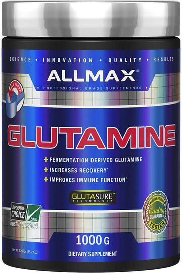 Allmax Nutrition L - Glutamine Powder, Muscle Recovery Formula, Gluten Free, Vegan, 1000 Grams