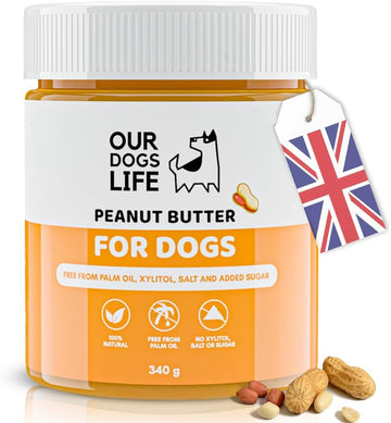 DogsLife Dog Peanut Butter - 100% Natural Peanut Butter For Dogs & Puppy - Healthy Source of Pure Protein Treat Paste Free From Palm Oil, Wheat & Gluten. No Added Sugar, Salt or Xylitol