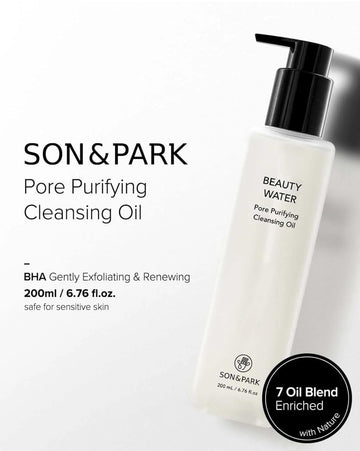 Son&Park Cleansing Oil For Pore Purifying & Control Mild & Deep Facial Cleanser, Blackhead Melting Daily Makeup Removal With Jojoba, Avocado, Olive, Tea Tree Leaf Oil 6.76 Fl Oz(200Ml) Made In The Usa