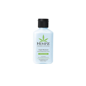 Hempz Natural Triple Moisture Herbal Whipped Body Creme With 100% Pure Hemp Seed Oil For 24-Hour Hydration - Moisturizing Vegan Skin Lotion With Yangu Oil, Peach And Grapefruit - Enriched Moisturizer