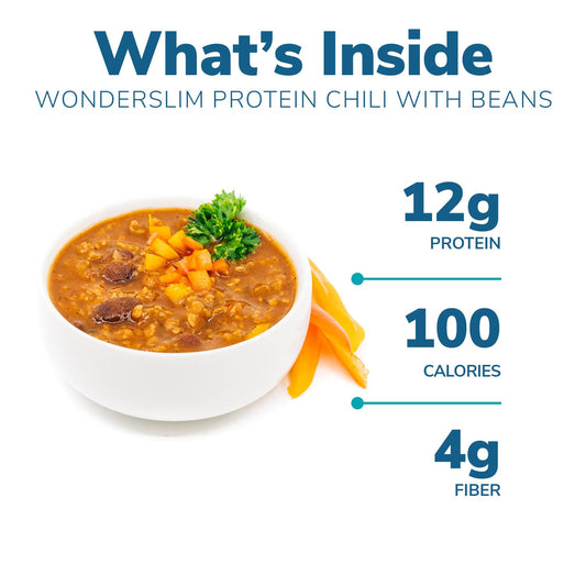 WonderSlim Protein Meal, Zesty Vegetable Chili w/Beans, 12g Protein, 4g Fiber, Gluten Free (7ct)