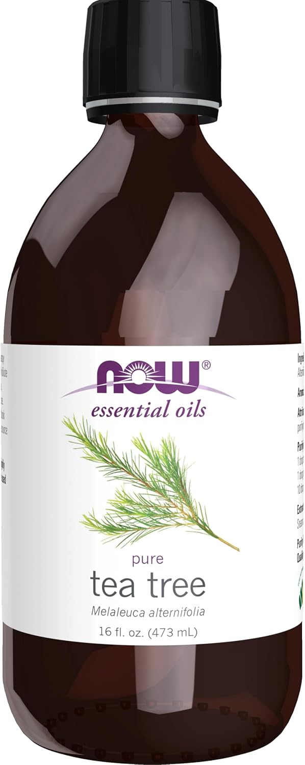 Now Foods Essential Oils, Tea Tree Oil, Cleansing Aromatherapy Scent, Steam Distilled, 100% Pure, Vegan, Child Resistant Cap, 16-Ounce