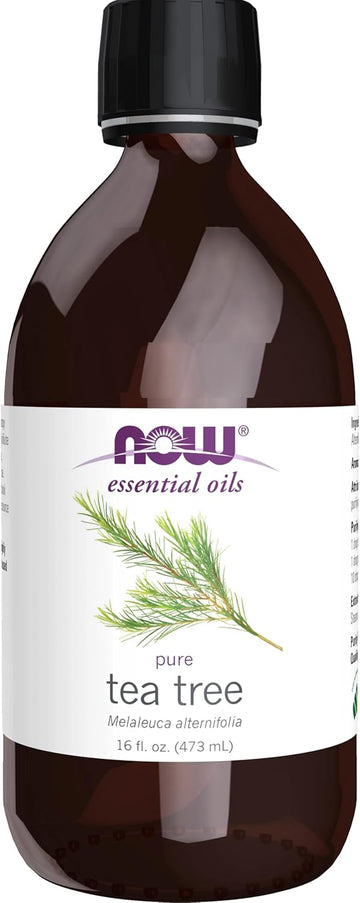 Now Foods Essential Oils, Tea Tree Oil, Cleansing Aromatherapy Scent, Steam Distilled, 100% Pure, Vegan, Child Resistant Cap, 16-Ounce