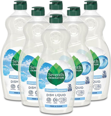 Seventh Generation Dish Liquid Soap, Free & Clear, 25 Oz, Pack of 6