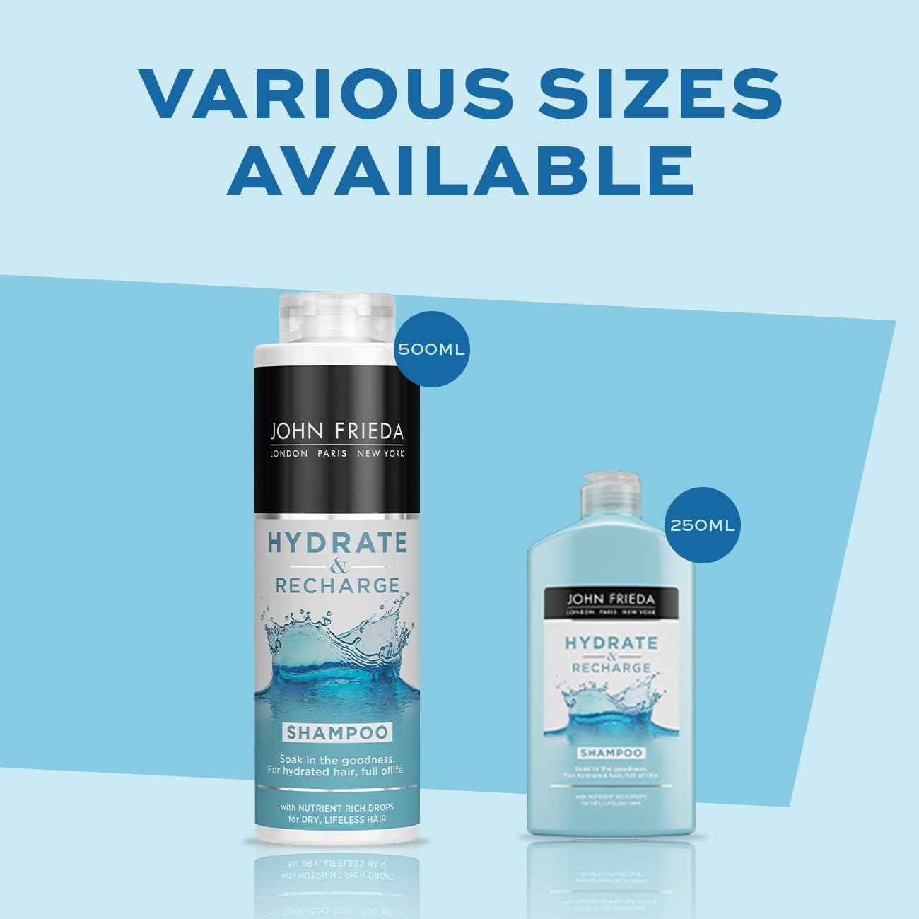 John Frieda Hydrate & Recharge Shampoo 500 ml, Value Pack Hydrating Shampoo for Dry, Distressed Hair, Moisturising Shampoo : Amazon.co.uk: Beauty