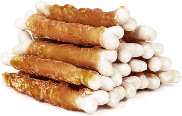 Mon2Sun Dog Treats, Chicken Wrapped Calcium Dog Bones Without Rawhide, 4 Inch Training Treats For Teeth Cleaning And Fresh Breath, Dog Chews For Puppy And Small Dogs (10 Ounce - Pack Of 1)