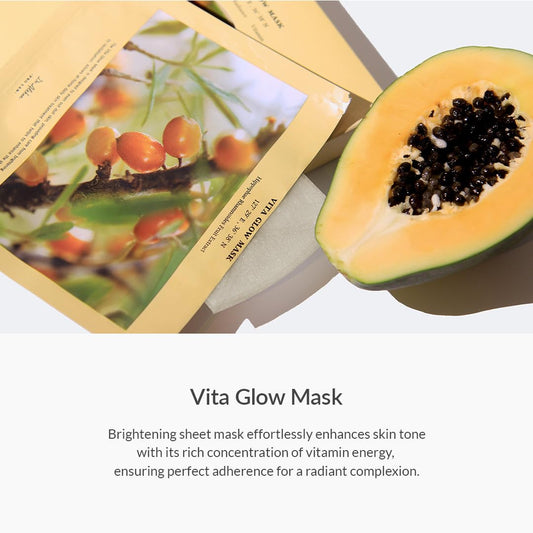 Dr.Althea Vita Glow Mask | Vitamin C & Niacinamide | Even Skin Tone For All Skin Types | Vegan Korean Sheet Mask | Pack Of 5