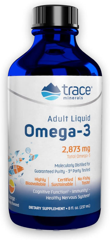 Trace Minerals Adult Liq Omega-3 | Promotes A Healthy Brain, Heart, & Nervous System | Supports Immunity | Supports Cognitive & Visual Development | 8  , 2,873 Mg/Serving
