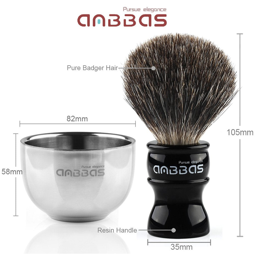 Anbbas Black Badger Hair Shaving Brush Resin Handle And Acrylic Thicken Shaving Stand,Stainless Steel Shaving Bowl And Goat Milk Soap 4In1 Gift Set For Men Wet Shave : Beauty & Personal Care