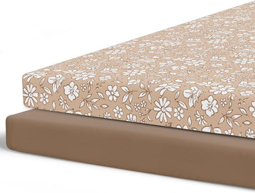 Pobibaby - 2 Pack Premium Pack N Play Sheets Fitted For Standard Pack And Plays And Mini Cribs - Ultra-Soft Jersey Knit, Stylish Floral Pattern, Safe And Snug For Baby (Meadow)