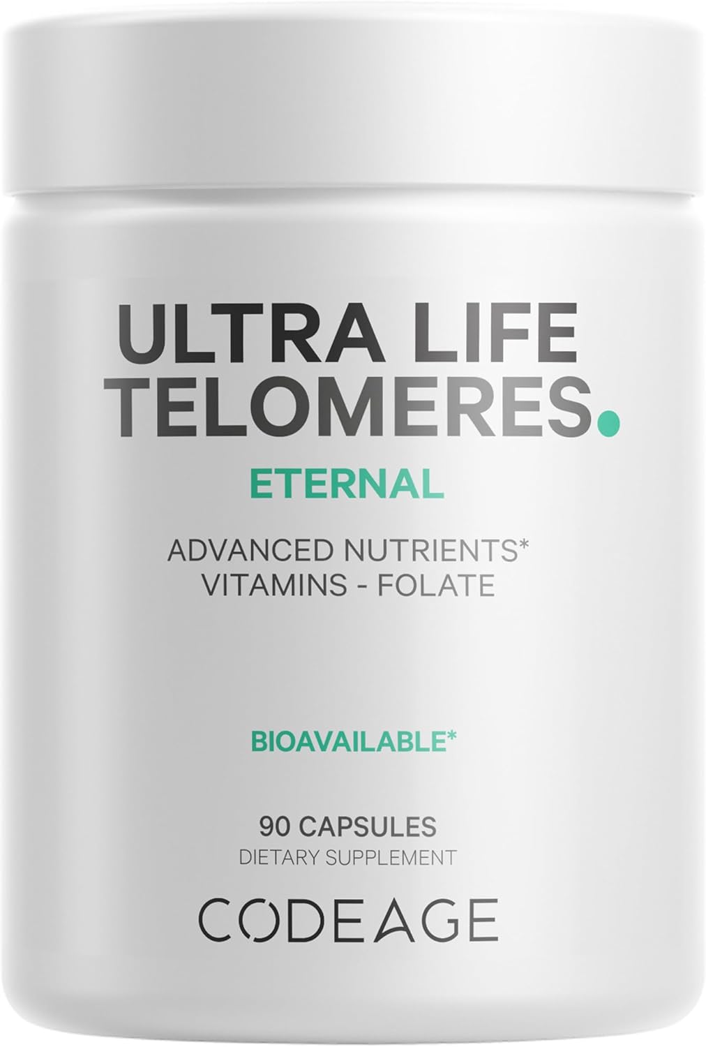 Codeage Ultra Life Telomeres Supplement - 5 Mthf Folate Vitamin B9, Vitamin B12 Methylcobalamin, Vitamin D3, L-Theanine, Ashwagandha - 3-Month Supply - Dna, Methylation Cycle - Non-Gmo - 90 Capsules