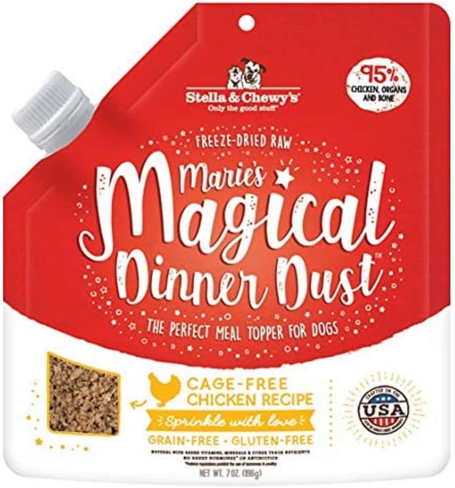 Stella & Chewy’S Freeze-Dried Raw Marie'S Magical Dinner Dust – Protein Rich, Grain Free Dog & Puppy Food Topper – Cage-Free Chicken Recipe – 7 Oz Bag