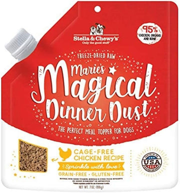 Stella & Chewy’S Freeze-Dried Raw Marie'S Magical Dinner Dust – Protein Rich, Grain Free Dog & Puppy Food Topper – Cage-Free Chicken Recipe – 7 Oz Bag