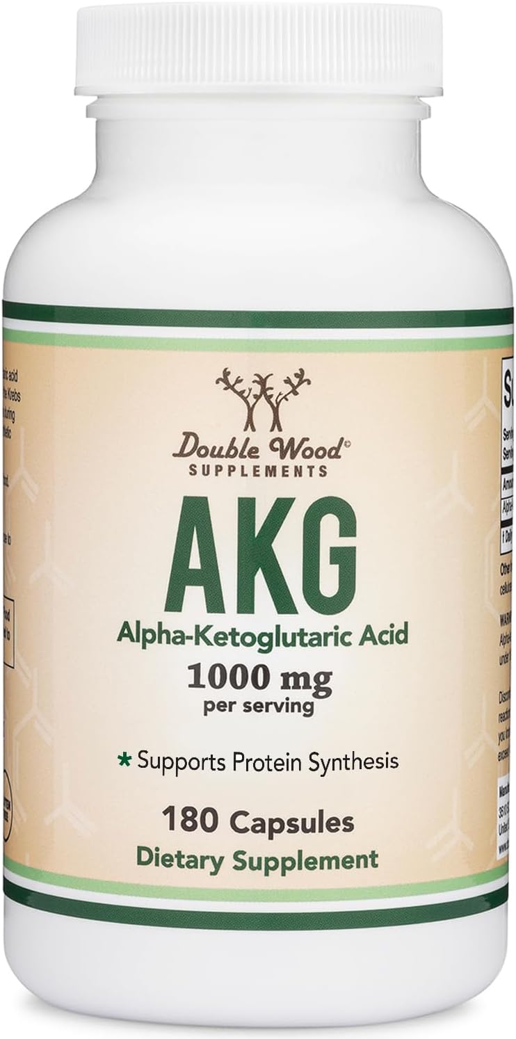 AKG Supplement (Alpha Ketoglutaric Acid) 1,000mg Per Serving (180 Capsules) Different and May Be More Effective Than AAKG (Recently Studied for Healthy Aging Properties) Gluten Free by Double Wood : Health & Household