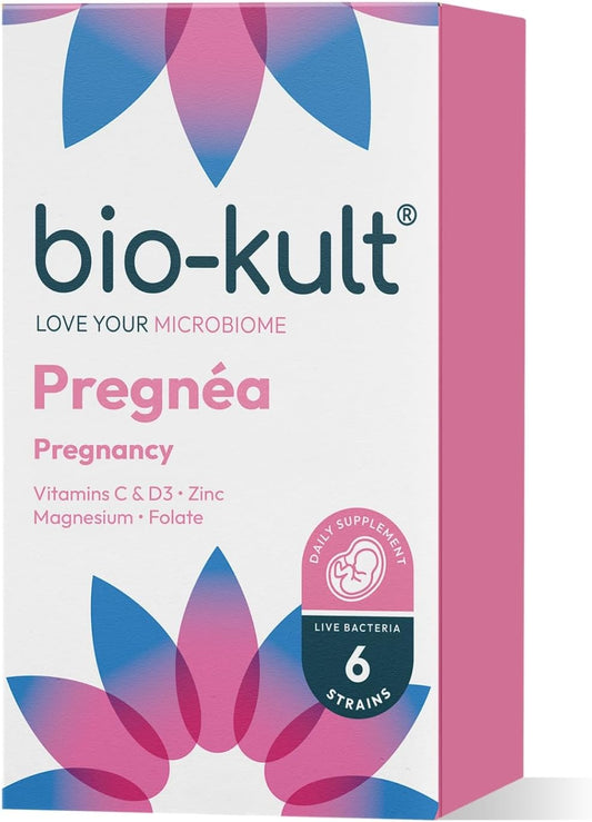 Bio-Kult Pregnéa | 6 Strains + Folic Acid, D, C, Zinc, Magnesium | Prenatal & Postnatal Probiotic Support | 60 Capsules