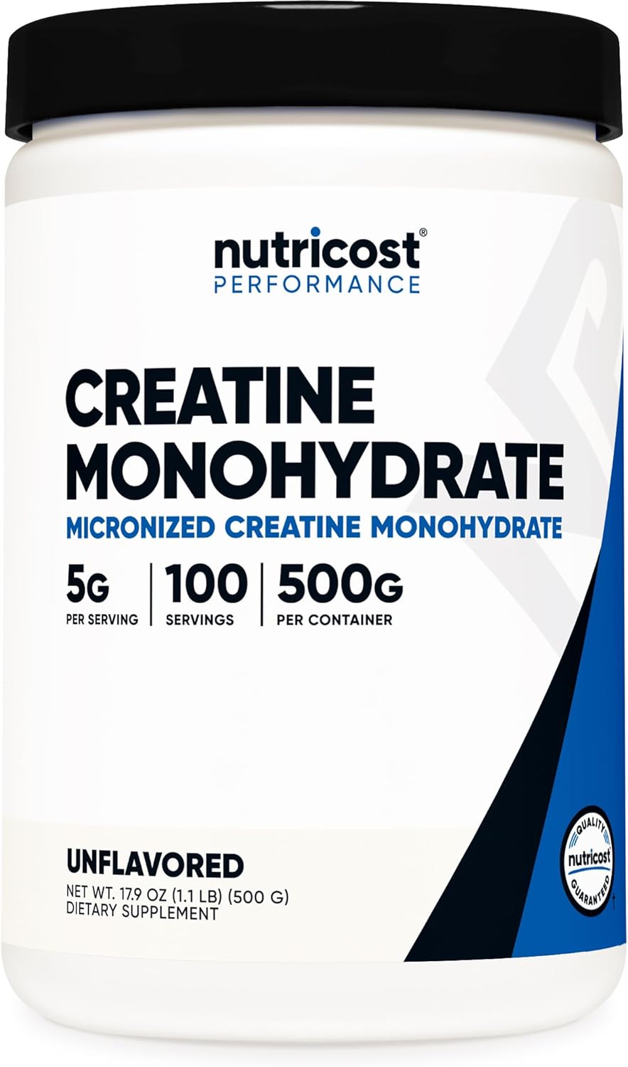 Nutricost Creatine Monohydrate Micronized Powder 500G, 5000Mg Per Serv (5G) - Micronized Creatine Monohydrate, 100 Servings, 17.637 Ounes