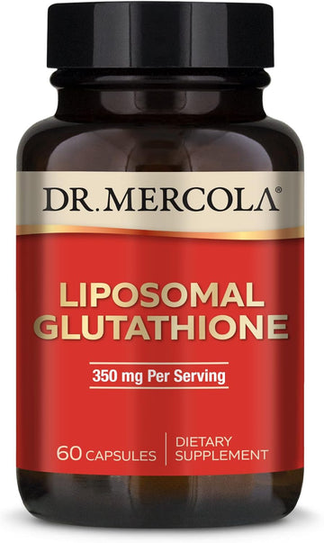 Dr. Mercola Liposomal Glutathione Dietary Supplement, 350 mg per Serving, 30 Servings (60 Capsules), Antioxidant Support, Non GMO, Soy Free, Gluten Free