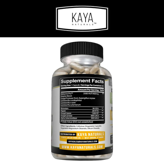 Kaya Naturals Digestive Enzymes With Prebiotics & Probiotics - Constipation & Bloating Relief - Weight Management Pills For Women & Men - Aids Immune Function - Digestion Support - 60 Veggie Capsules