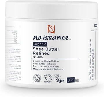 Naissance Organic Shea Butter (No. 305) - 250g - Pure, Natural, Refined, Certified Organic - Perfect For DIY Beauty Recipes, Body, Face, Hair Moisturiser - Hydrates Dry Skin