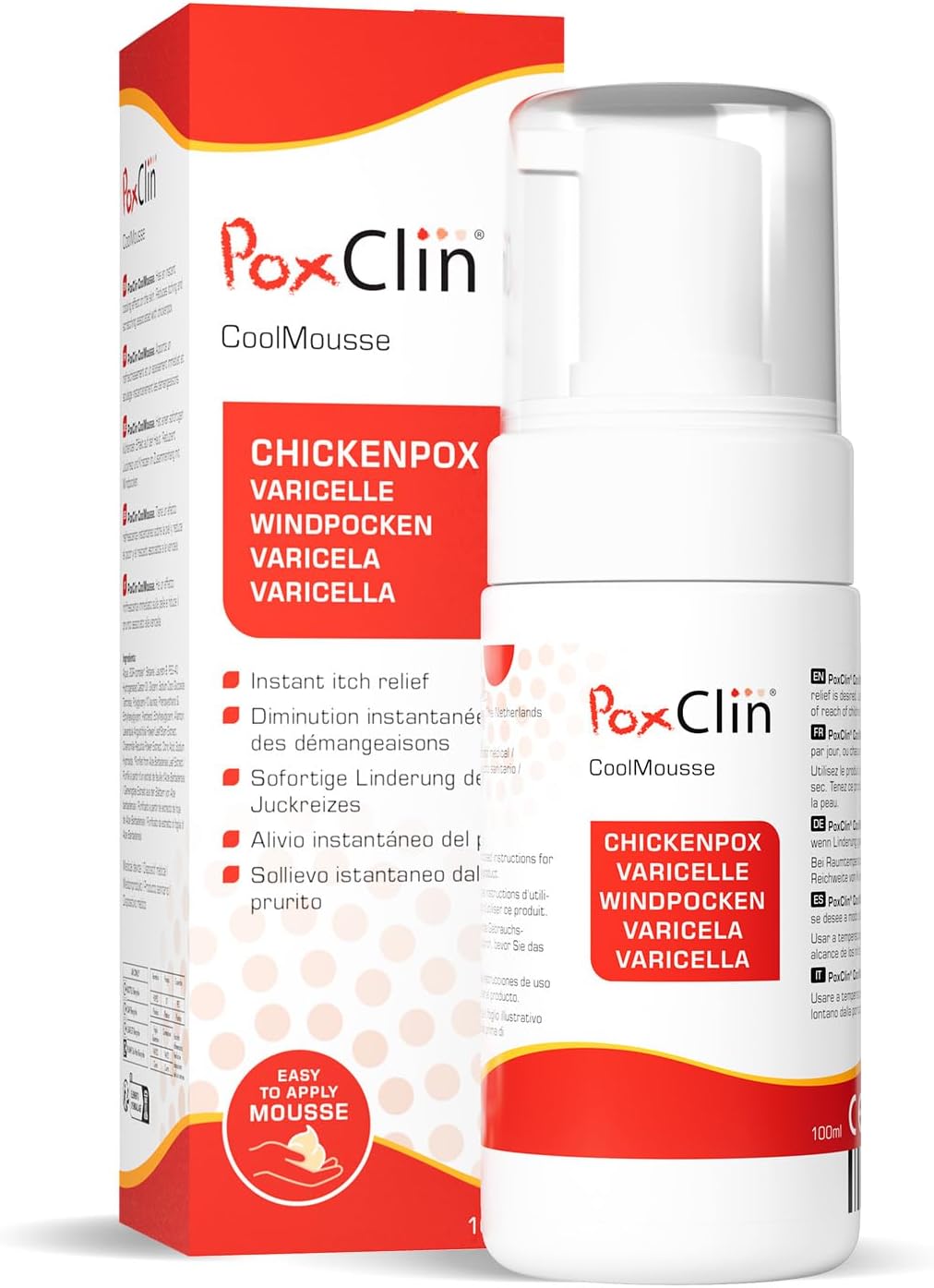 Poxclin Coolmousse Chickenpox Treatment For Children, Relieve Symptoms And Itch Of Chickenpox, Natural Ingredients, 100 Ml